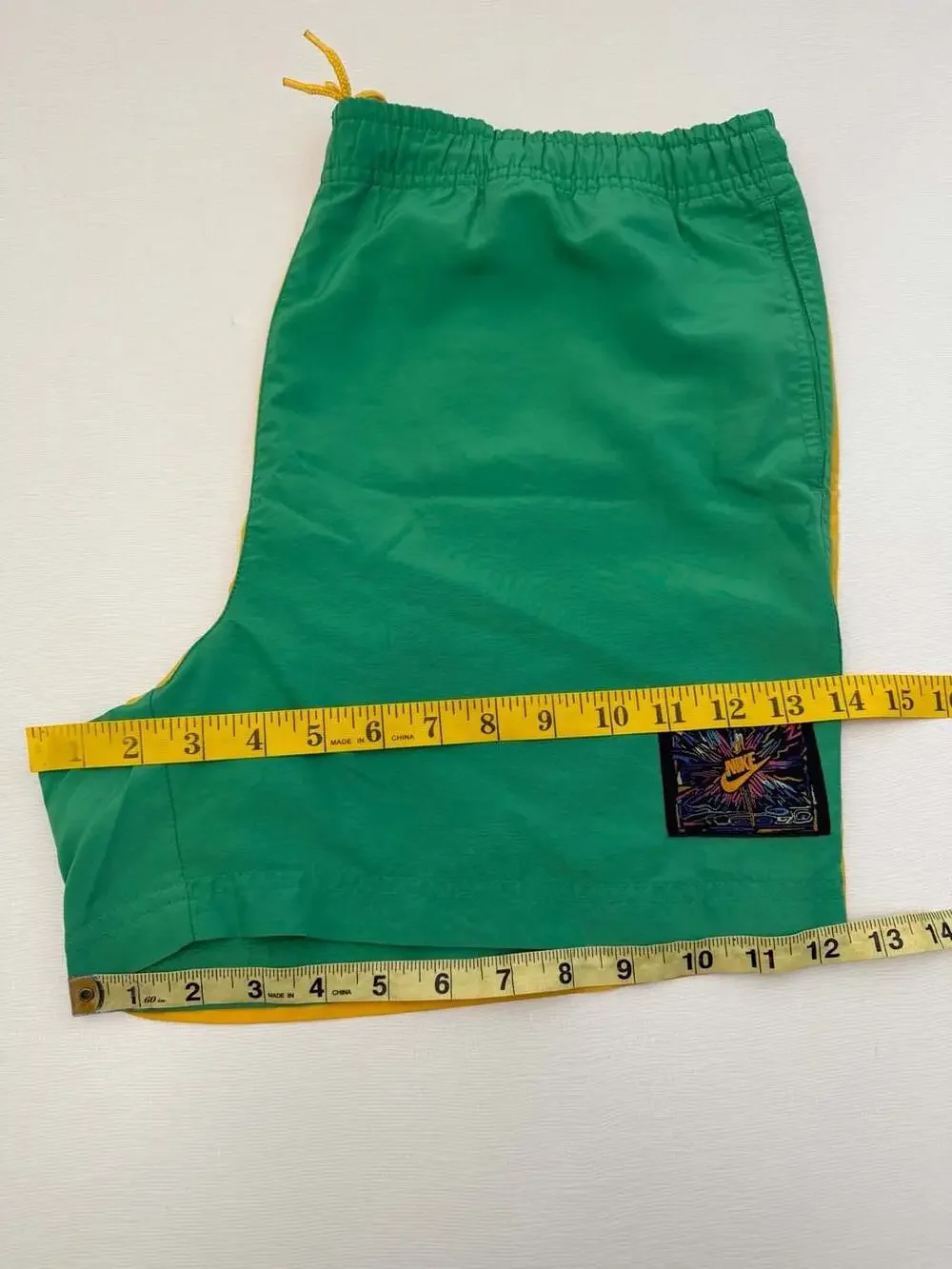 Vintage 90s Nike Just Do It Colorblock Rare Nylon Shorts Green Yellow